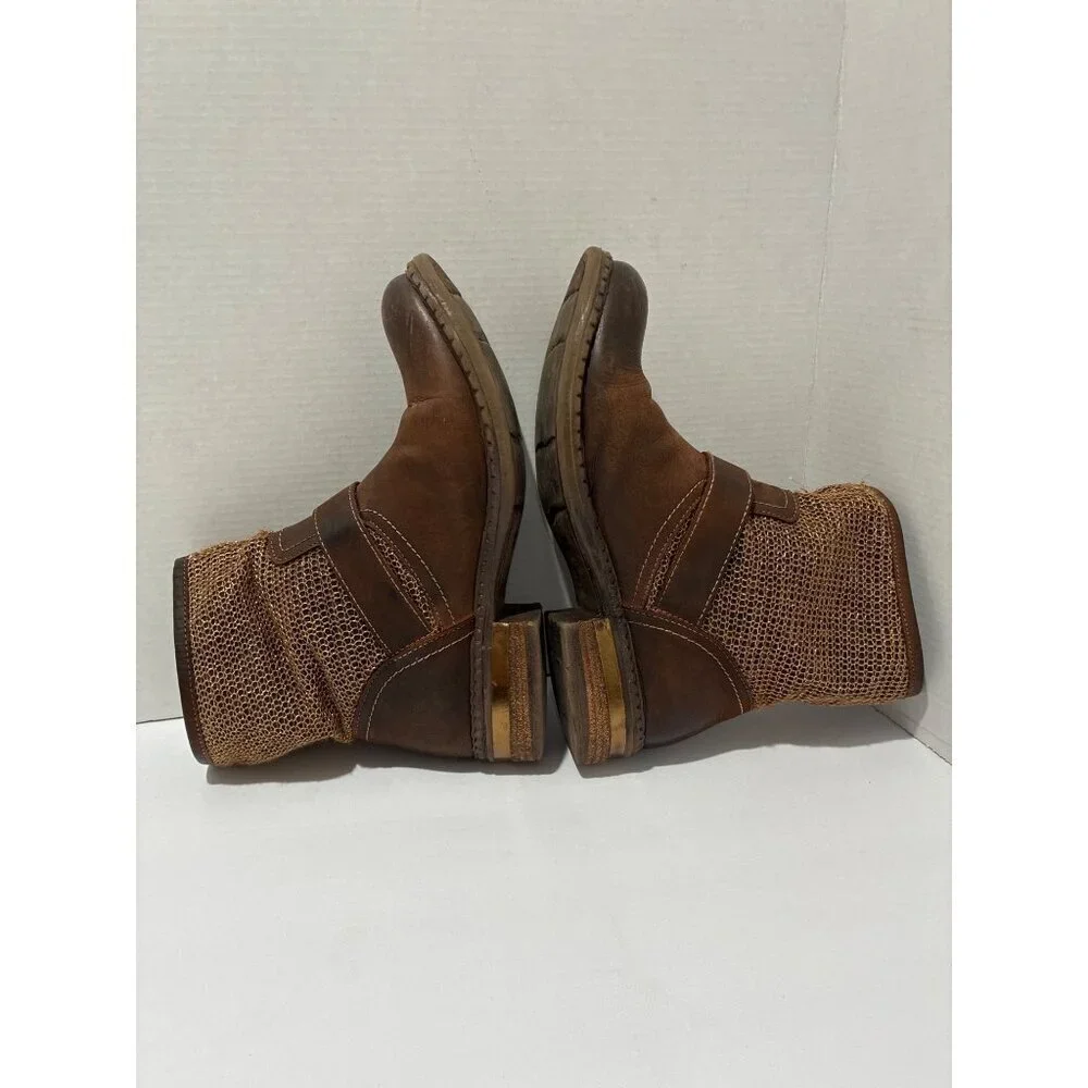 SUNDANCE| Womens Bound For Glory Brown Leather Ankle Buckle boho Boots size 38